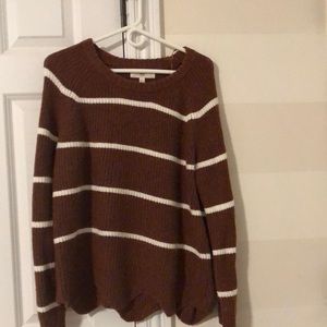 Warm sweater for winter. Carmel brown with stripes.
